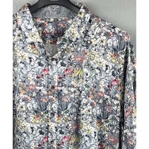 Robert Graham Men's Long‎ Sleeve 4XL Button Down Flip Cuff Gray Floral Multi